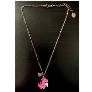 Vintage ARDENE BFF Fashion Necklace Pink Dino Pendant 15 in. + 3 in. extender
